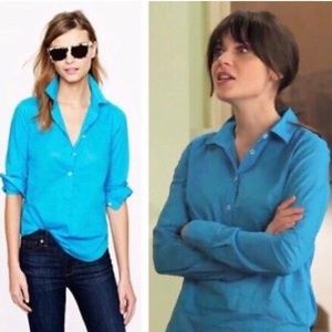 J. Crew Indian Voile Popover Pagoda Blue Sz 14